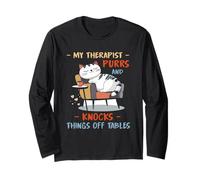 MY THERAPIST PURRS AND KNOCKS THINGS OFF TABLES Maglia a Manica