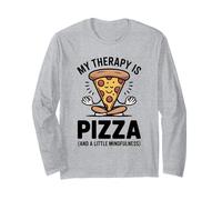 My Therapy Is Pizza Divertente Mindfulness Foodie Yoga Umorismo Maglia a Manica
