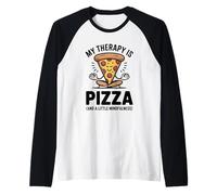 My Therapy Is Pizza Divertente Mindfulness Foodie Yoga Umorismo Maglia con Maniche Raglan