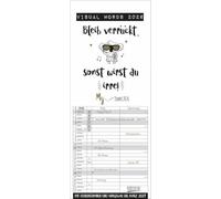 My Timer Visual Words 2026: Planer mit 2 breiten Spalten. Typo-Art Familienkalender mit Ferienterminen, Vorschau bis März 2027 und vielem mehr.