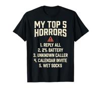 My Top 5 Horrors Adulting Horror Meme Funny Work Humor Maglietta