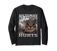 My Tummy Hurts Funny Cat Meme Bootleg Graphics Maglia a Manica