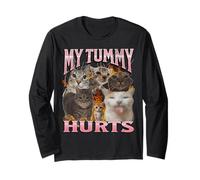 My Tummy Hurts Funny Cat Meme Bootleg Graphics Maglia a Manica