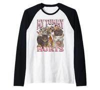 My Tummy Hurts Funny Cat Meme Bootleg Graphics Maglia con Maniche Raglan