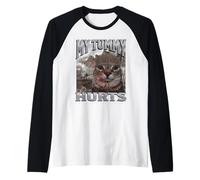 My Tummy Hurts Funny Cat Meme Bootleg Graphics Maglia con Maniche Raglan