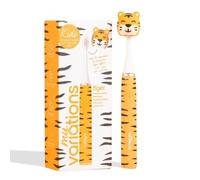 My Variations Kids - Spazzolino da denti elettrico sonico per bambini, ricaricabile, consigliato dai dentisti, 2 modalità, 27 adesivi, 1 mese di autonomia, timer, da 3 anni (Tiger, 3-12 anni)