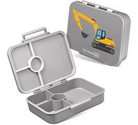 My Vesperbox Bia - Bento Box per bambini, con chiusura rinforzata, a prova di perdite e senza BPA, estremamente resistente, ideale per l'asilo e la scuola (grigio - escavatore)