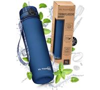 My Vesperbox Borraccia da 1 l, a prova di perdite e senza BPA, per bambini e adulti, con guarnizione di ricambio, spazzola per la pulizia, filtro per frutta e cannuccia opzionale, ideale per scuola