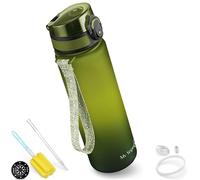 My Vesperbox Minny - Borraccia per bambini, a prova di perdite, 350 ml, 500 ml, 750 ml, con cannuccia o colino, senza BPA, per l'asilo, la scuola (750 ml, verde, verde chiaro, nero)