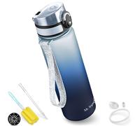 My Vesperbox Minny - Borraccia per bambini a prova di perdite, 350 ml, 500 ml, 750 ml, con cannuccia o colino, in Tritan, senza BPA, per l'asilo, la scuola (500 ml, bianco, blu, nero)