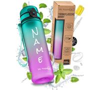 My Vesperbox Minny - Borraccia per bambini, a prova di perdite, 500 ml, con cannuccia o colino, leggera borraccia in Tritan, senza BPA, per l'asilo, la scuola (viola - verde 500 ml)