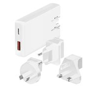 My wall - Adattatore da viaggio rapido GaN 65W - MQ5L, USB C & USB A, caricatore per EU UK Australia, compatto e universale