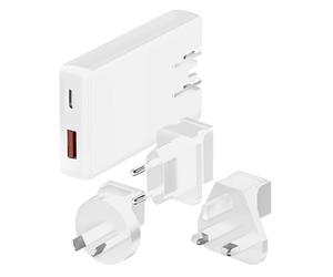 My wall - Adattatore da viaggio rapido GaN 65W - MQ5L, USB C & USB A, caricatore per EU UK Australia, compatto e universale