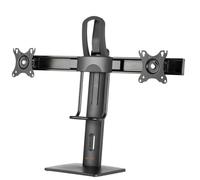 mywall HL19L - Supporto per monitor con sistema a molla, adatto per 2 schermi piatti, supporto per schermo regolabile in altezza per monitor da 17 a 27 pollici, doppio supporto per monitor da 4 a 12
