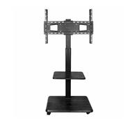 My wall Supporto TV con ruote HP129L - 32-75 pollici (81-190 cm) | Supporto TV regolabile in altezza e arrotolabile, formato verticale e orizzontale, piastra di base e ripiano nero mélange