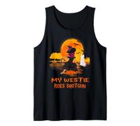 My Westie Rides Shotgun Dog Witch Funny Halloween Costume Canotta