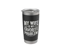 My Wife Is My Favorite Problem Father's Day Husband Vintage Bicchiere termico in acciaio inox doppia parete
