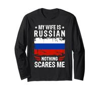 My Wife Is Russian Nothing Scares Me Russian Wife Flag Maglia a Manica