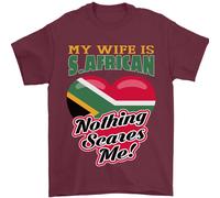 My Wife Is South Africano Nothing Spaventa Me Africa T-Shirt 100% Cotone
