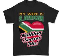 My Wife Is South Africano Nothing Spaventa Me Africa T-Shirt 100% Cotone