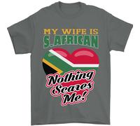 My Wife Is South Africano Nothing Spaventa Me Africa T-Shirt 100% Cotone