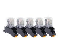 MY4NJ Piccolo Relè di Potenza Elettromagnetico AC/DC 12V 24V 36V 48V 110V 220V 380V 4NO 4NC Guida DIN 14 Pin + Base Mini Relè 5 Pezzi(AC,220V)