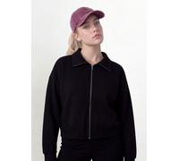 MYA, Felpa Full Zip Nera In Viscosa Elasticizzata Con Colletto, Donna, Nero, Taglia: M