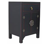 mya039 Palazzo - Consolle da notte per matrimonio cinese, armadio in legno, colore: Nero