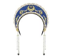 MYAYD Cappello da donna stile retrò Tudor, accessorio per capelli, corona, copricapo decorativo, multicolore, fatto a mano (blu)