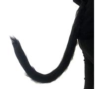 Myazs Cintura regolabile per coda di gatto con spilla da balia, accessorio per cosplay, danza, feste, anime, regalo, costume di Halloween, per Gi, cosplay, gatto, lupo, nero e bianco, Nero