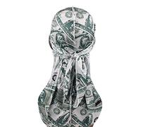 Myazs Unisex Setoso Raso Durags Divertente Dollaro Americano Bandiera Americana Stampa Cofano Cappello Hip Hop Moto Pirata Cranio Cap per Testa Wr Imitazione Seta Raso Durags