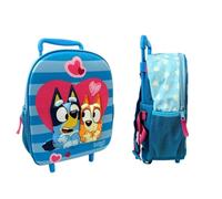 mybagstory - Bluey - Borsa a rotelle per bambini 3D 36 x 25 x 14 cm - Trolley per bambini con manico telescopico e ruote - Borsa scuola uno scomparto - per ragazze