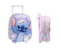 mybagstory - Borsa con ruote Stitch 3D - Bambino 31 x 25 x 10 cm - 1 scomparto con cerniera - Trolley 2 ruote - Effetto Relief - Ideale scuola materna, vacanze o uscite