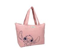 mybagstory - Borsa Shopping in velluto a coste Stitch rosa - Donna - Adolescente - Spiaggia - Race - Liceo - Collegio - Taglia 48 cm - Spalline, Lilo e Stitch, rosa, Taglia unica
