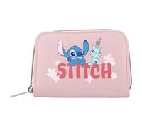 mybagstory Portafoglio Stitch per bambini, piccolo portamonete rosa con cerniera argentata, ideale come regalo di compleanno e scuola, 10 x 15 cm