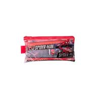 mybagstory - Spiderman - Astuccio piatto imbottito 18 x 8,5 x 1 cm - Astuccio per bambini con chiusura lampo - Matita, gomma, temperino e righello inclusi - ideale scuola materna dai 3 anni