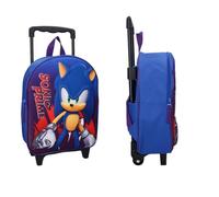 Mybagstory - Zaino 3D Trolley Con Ruote Sonic Blu per Bambino - Scuola - Misura 32 cm - Spalline Regolabili - Idea Regalo