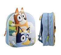 mybagstory - Zaino Bluey 3D - Bambino 30 x 25 x 5 cm - Effetto rilievo - 1 scomparto con cerniera + tasca a rete - spallacci regolabili - borsa scuola materna - idea regalo