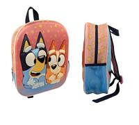 mybagstory - Zaino Bluey 3D - Bambino 31 x 26 x 10 cm - Effetto rilievo - 1 scomparto con cerniera + tasca a rete - Spalline regolabili - borsa materna - idea regalo