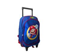 mybagstory - Zaino con ruote Super Mario - 47 x 27 x 16 cm - Grande tasca + tasca anteriore - Trolley bambino scuola materna e primaria - Prodotto ufficiale Super Mario, Sonic - Blu, Bambino, Classico