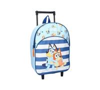 Mybagstory - Zaino Trolley per Bambini Bluey - Blu con Spalline Regolabili e Ruote - Guardaroba Scuola - Idea Regalo per Ragazzo - 33 cm