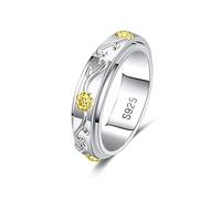 MYBELLNA Anello fidget in argento Sterling 925, per alleviare l'ansia, anello con rose e girasole, per ADHD, autismo, antistress, per donne, mamme, uomini, T1/2, Metallo
