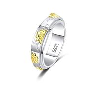 MYBELLNA Anello fidget in argento Sterling 925, per alleviare l'ansia, anello con rose e girasole, per ADHD, autismo, antistress, per donne, mamme, uomini, V1/2, Metallo