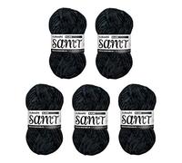 myboshi - Gomitolo di lana vellutata, morbido filato di ciniglia, XXL, perfetto per amigurumi e cuscini, 100% soffice poliestere, 100 g, lunghezza: 100 m, colore nero (corvo), 5 gomitoli