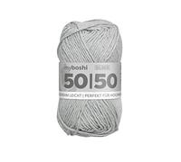 myboshi Lana per alberi e merino, 50/50 anni, per capispalla, senza mulesing, filato di alta qualità, 50 g, 110 m, grigio (argento), 1 gomitolo