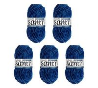 myboshi - Soffice filato in ciniglia al 100%, vellutato, colore blu (pavone), 100 g, 100 m, 10 gomitoli di lana per uncinetto e lavoro a maglia, formato XXL, per amigurumi