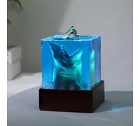 MYBSXKEOZ LED Shark Night Light, 3D Night Light Ocean Sport Desk Lampada Da Tavolo, Cube Shark Diver Decoration Night Light Novità Regalo LED Nightlight Per Bambini Ragazzi(5cm)