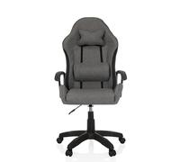 MyBuero GAMEBREAKER W01 - Sedia da ufficio ergonomica con rivestimento in tessuto, cuscino per testa e lordosi, braccioli regolabili in altezza, grigio/nero