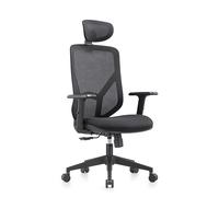MyBuero Sedia da ufficio ergonomica BLACORE girevole con schienale traspirante, poggiatesta regolabile e braccioli, nero