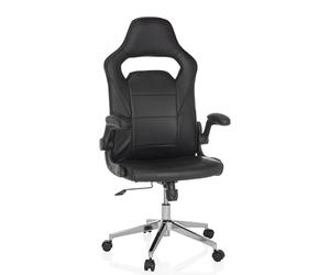 MyBuero sedia girevole da gioco con braccioli pieghevoli GAME SPORT PRO sedia da ufficio in ecopelle seduta sportiva, imbottita, nera